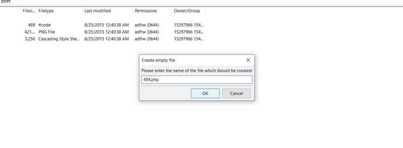 create a 404 error php file