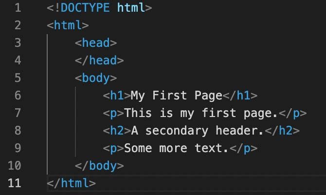 Example HTML coding